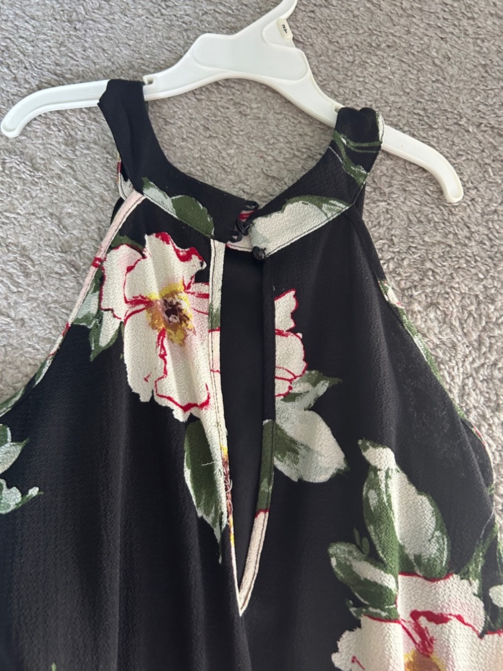 Three Hearts Black Floral Maxi Dress with Cream and Green Blooms - Picture 8 of 8